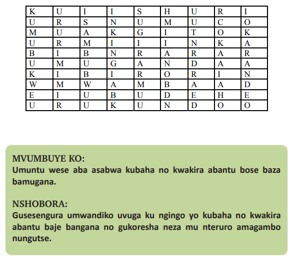 Course: Kinyarwanda, Topic: UMUTWE WA MBERE: UMUCO N’INDANGAGACIRO ...